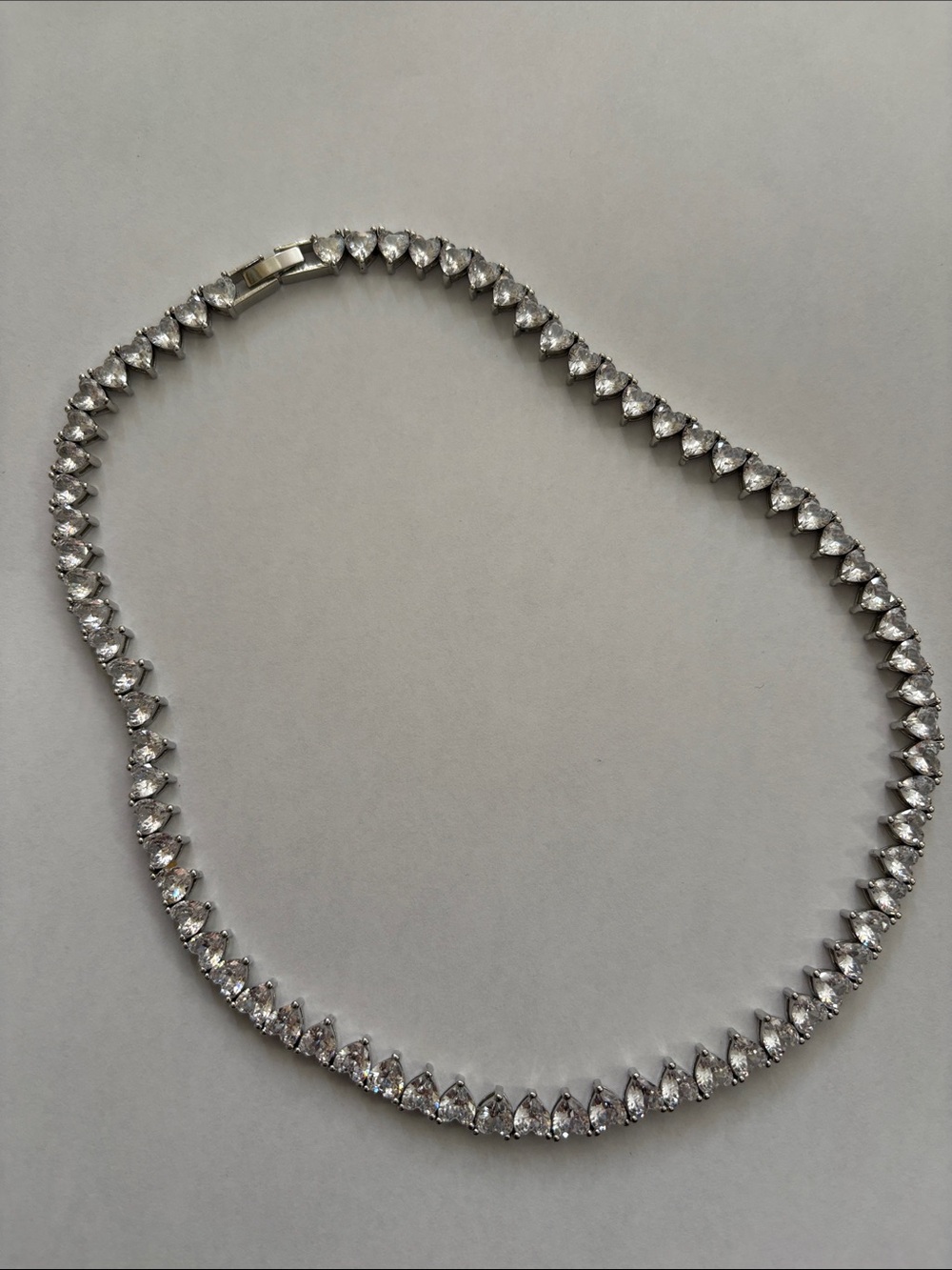 Silver heart shaped choker Tennis Necklace - Elegant Women Jewelry